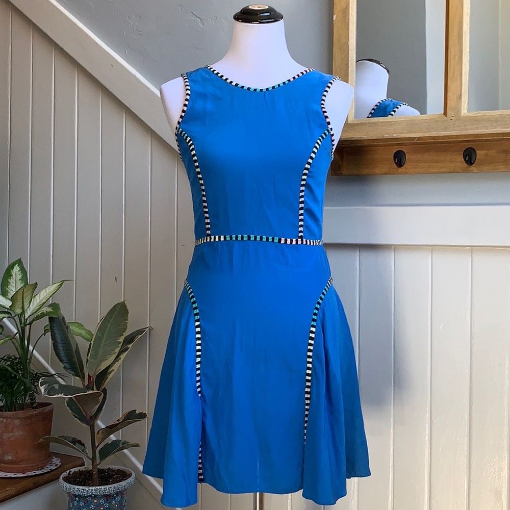Parker Silk Cobalt Blue Dress with embroidery m